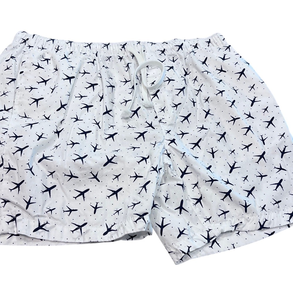 Oxford Blue Mens XXL Airplane Print Lounge Shorts White‎ Blue Premium Collection